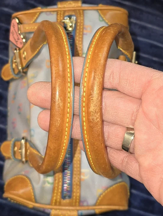 Rare Baby Blue D&B Y2K Multicolor Barrel “It Bag” Mini Satchel - Picture 3 of 8